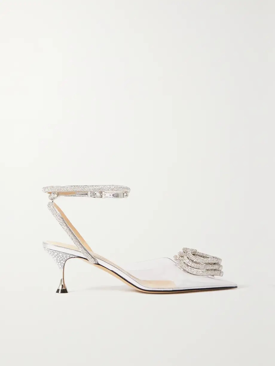 Triple Heart crystal-embellished PVC and metallic leather pumps Triple Heart crystal-embellished PVC and metallic leather pumps