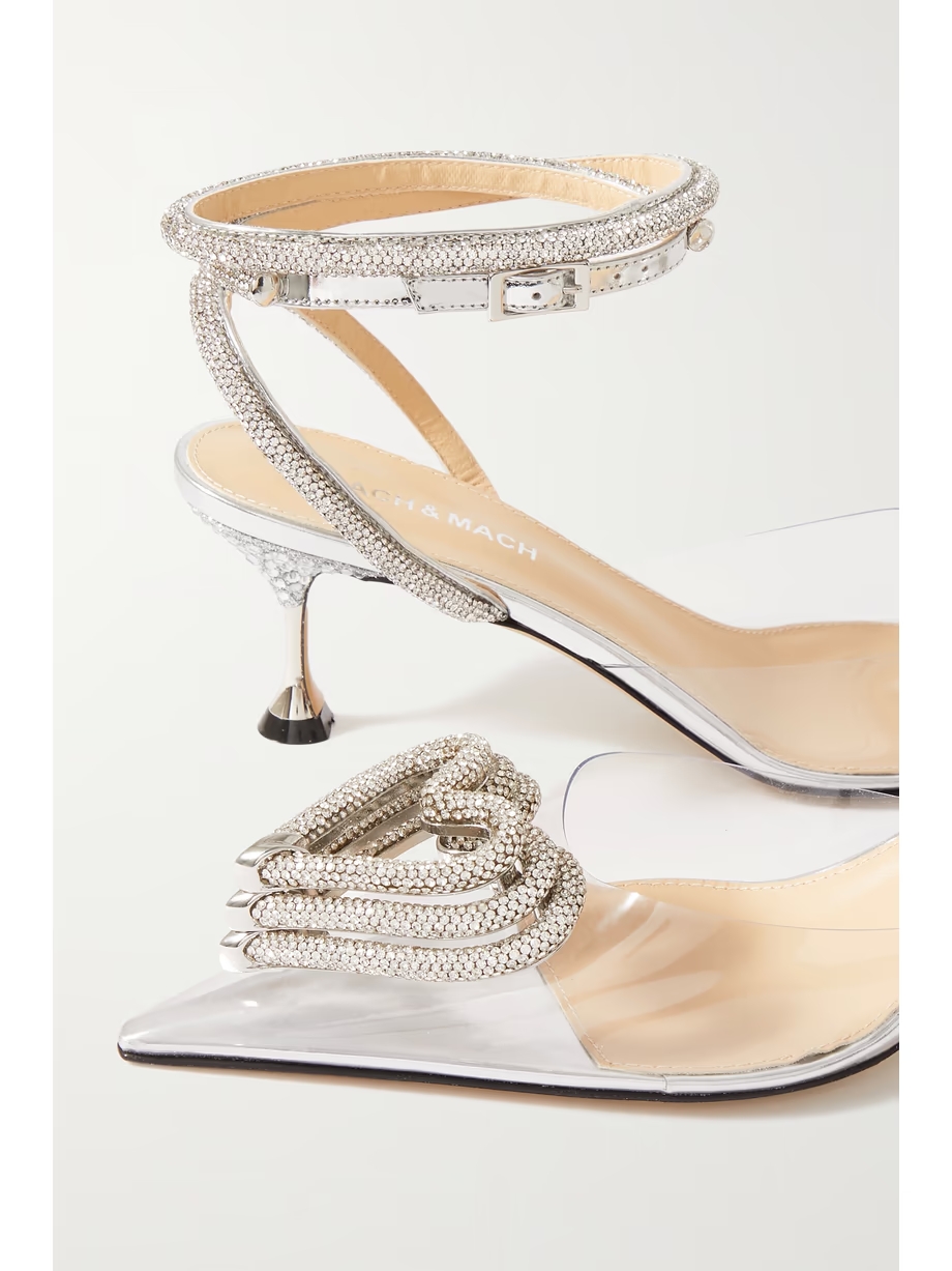 Triple Heart crystal-embellished PVC and metallic leather pumps Triple Heart crystal-embellished PVC and metallic leather pumps