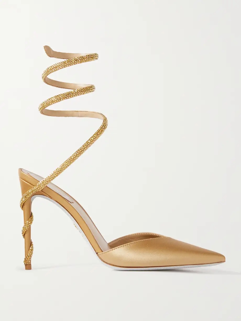Cleo crystal-embellished satin pumps Cleo crystal-embellished satin pumps