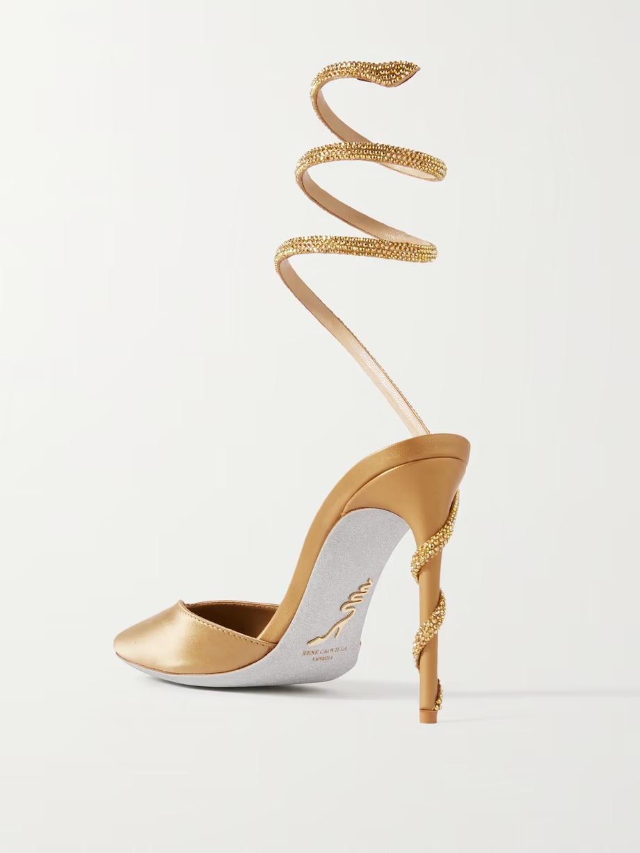 Cleo crystal-embellished satin pumps Cleo crystal-embellished satin pumps