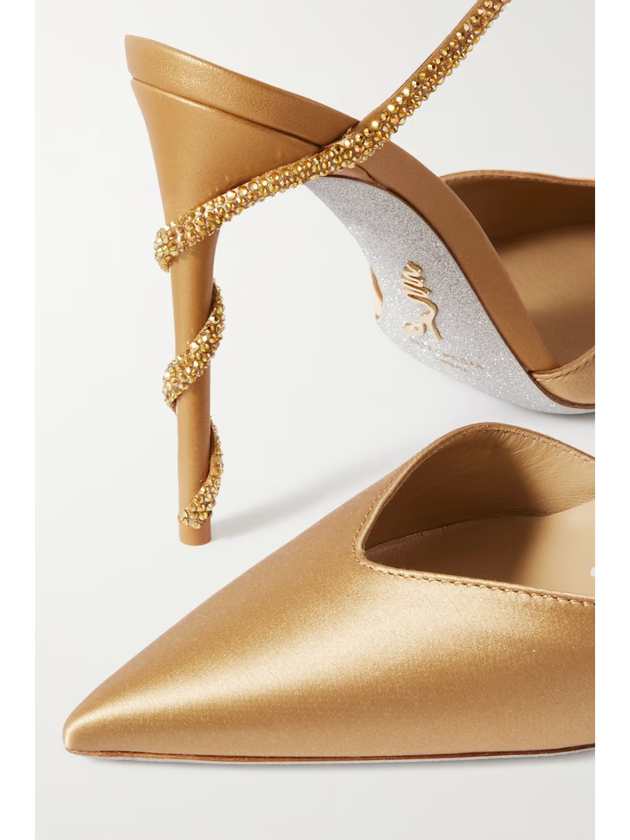 Cleo crystal-embellished satin pumps Cleo crystal-embellished satin pumps