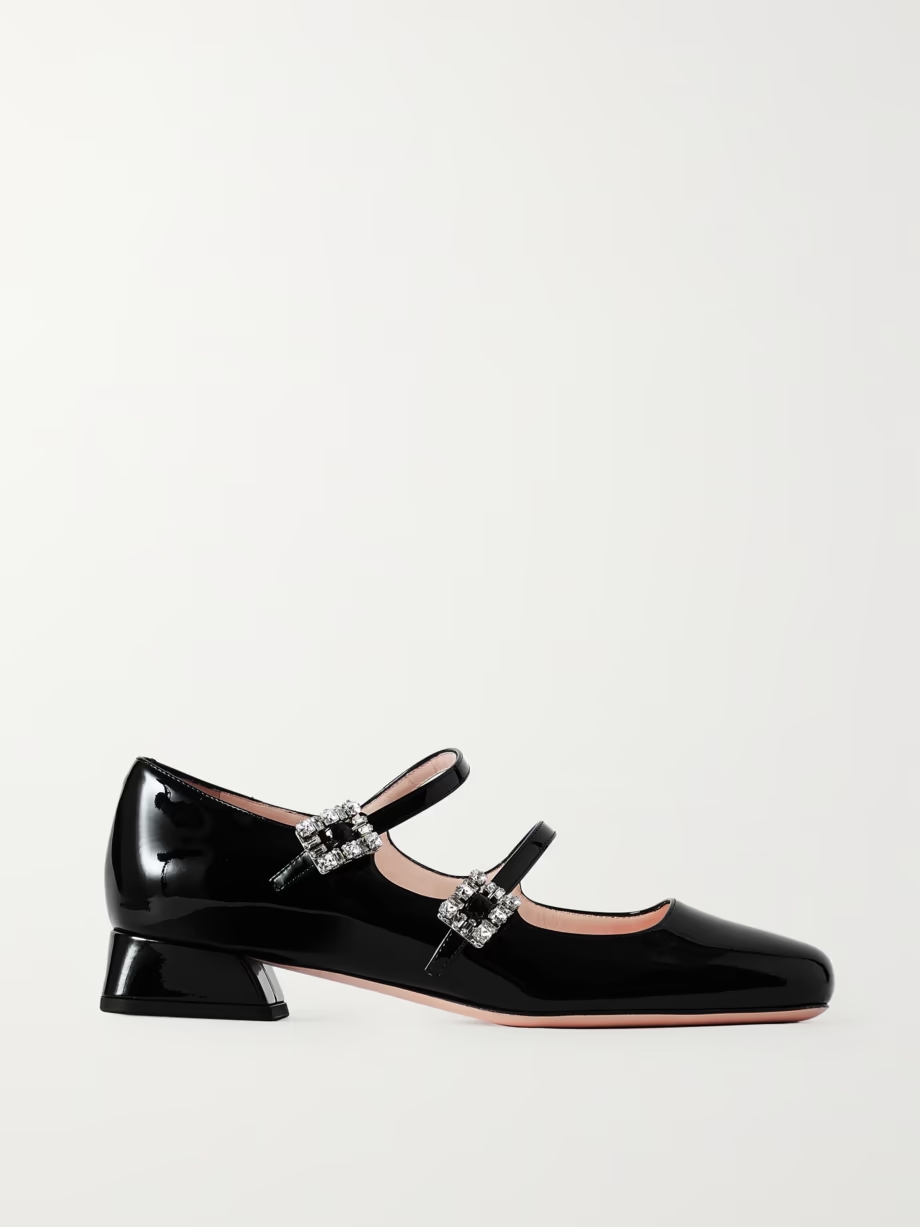 Mini Très Vivier crystal-embellished patent-leather pumps Mini Très Vivier crystal-embellished patent-leather pumps