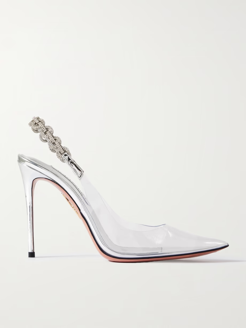 Love Link 105 crystal-embellished PVC slingback pumps Love Link 105 crystal-embellished PVC slingback pumps
