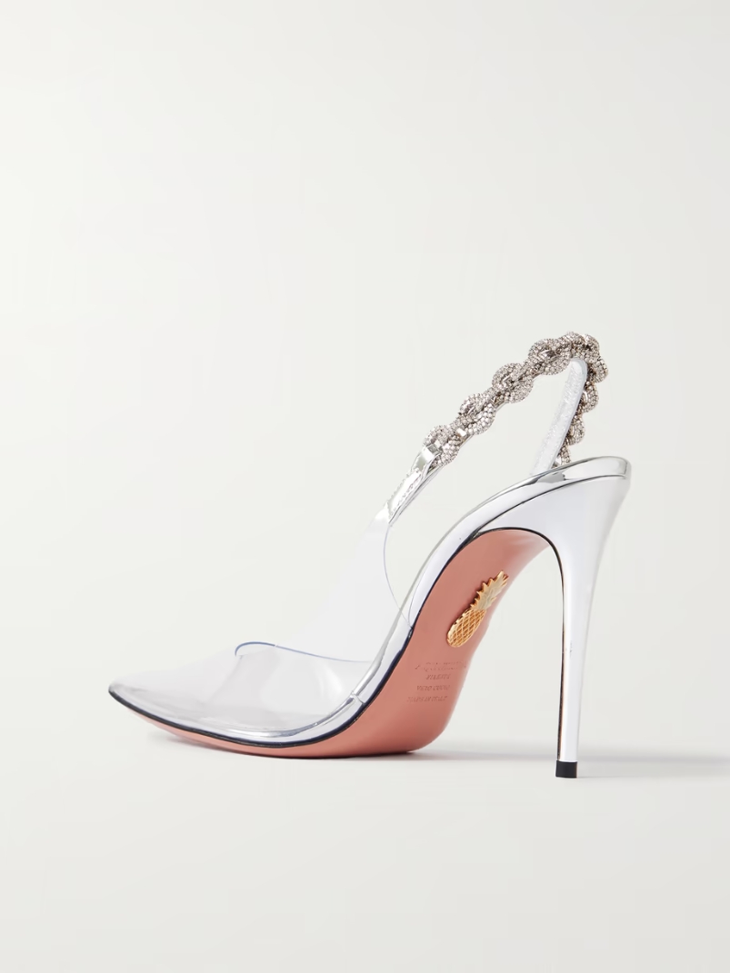 Love Link 105 crystal-embellished PVC slingback pumps Love Link 105 crystal-embellished PVC slingback pumps