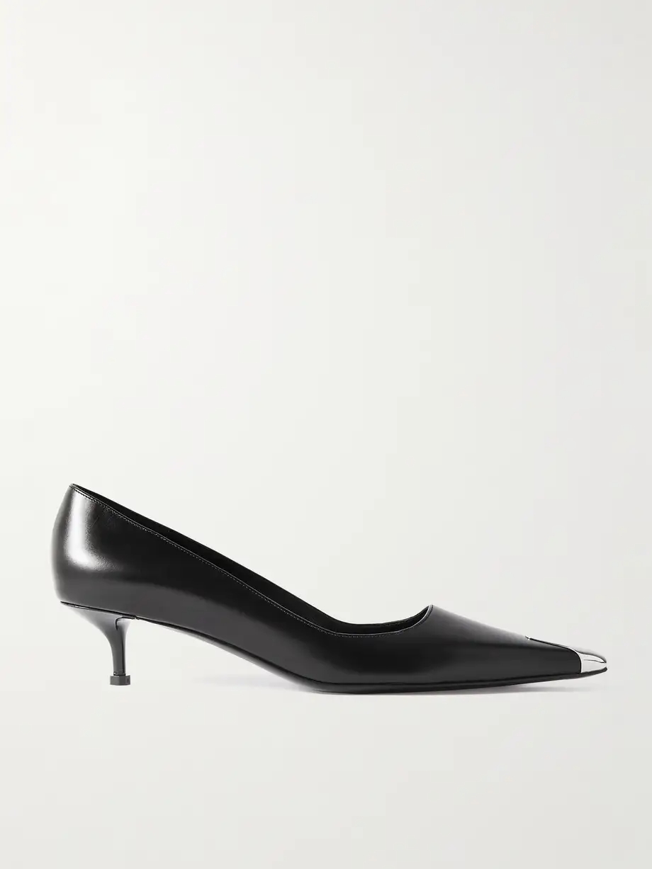 Punk embellished leather pumps Punk embellished leather pumps