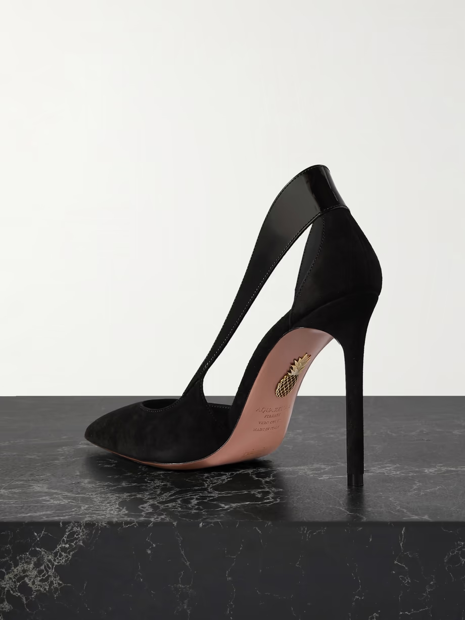 Dangerous Liasions 105 cutout patent leather-trimmed suede pumps Dangerous Liasions 105 cutout patent leather-trimmed suede pumps