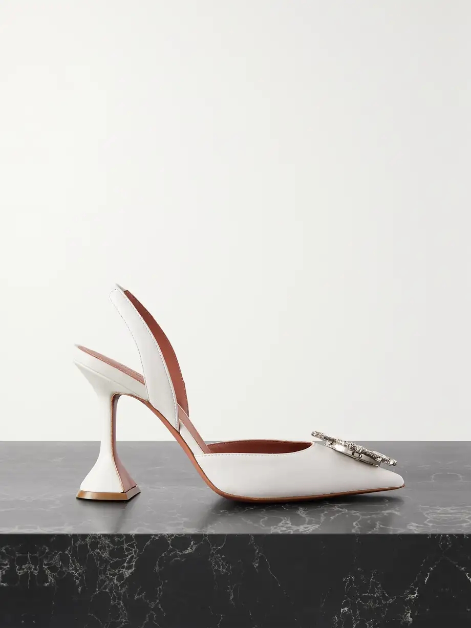 Begum Swarovski crystal-embellished leather slingback pumps Begum Swarovski crystal-embellished leather slingback pumps