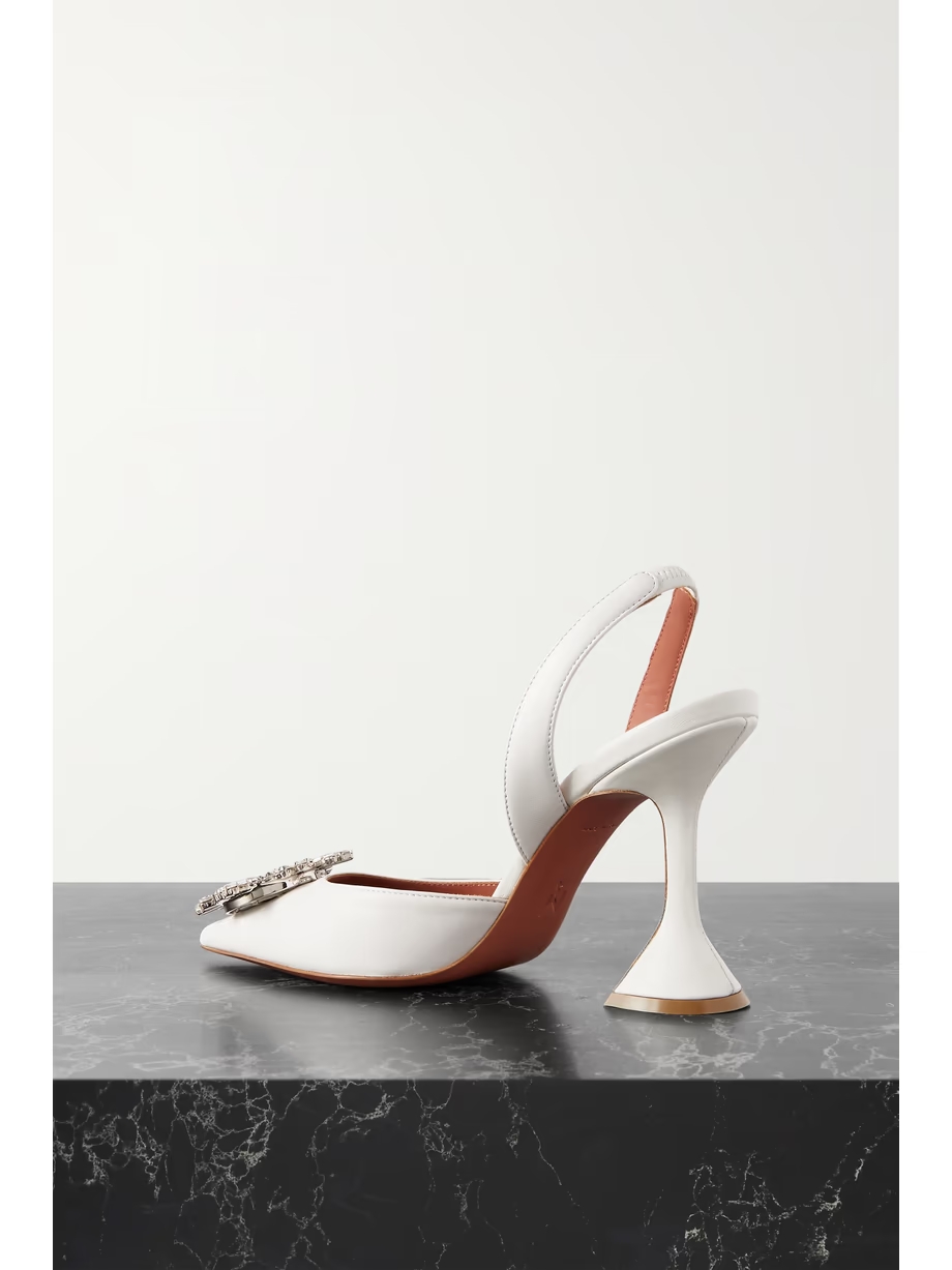 Begum Swarovski crystal-embellished leather slingback pumps Begum Swarovski crystal-embellished leather slingback pumps