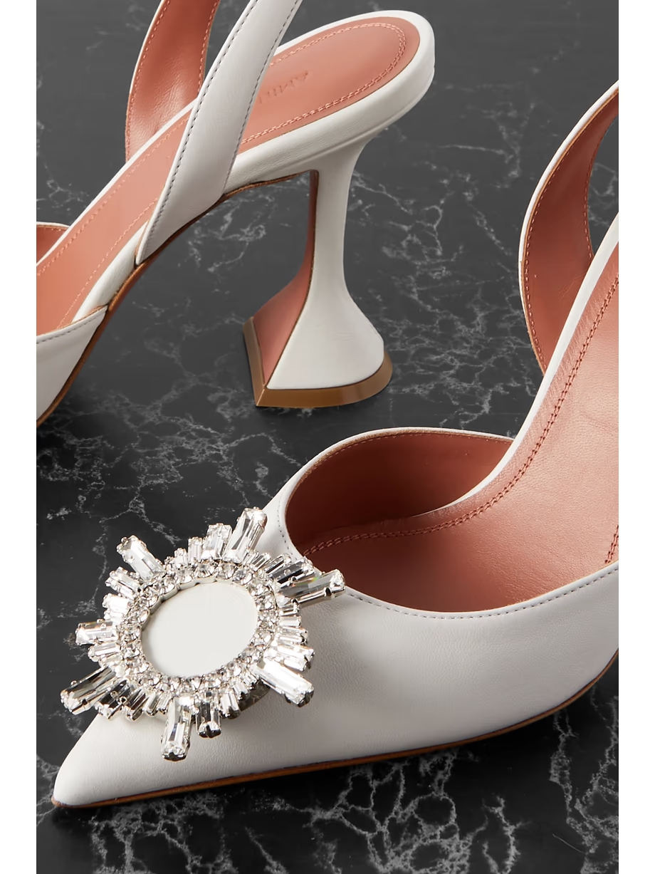 Begum Swarovski crystal-embellished leather slingback pumps Begum Swarovski crystal-embellished leather slingback pumps