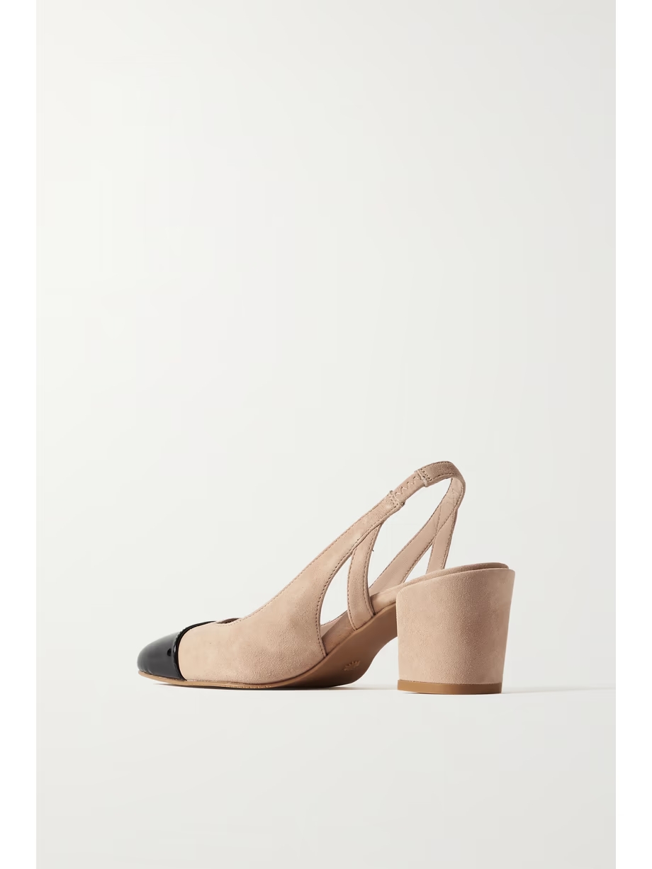 Suede and patent-leather slingback pumps Suede and patent-leather slingback pumps
