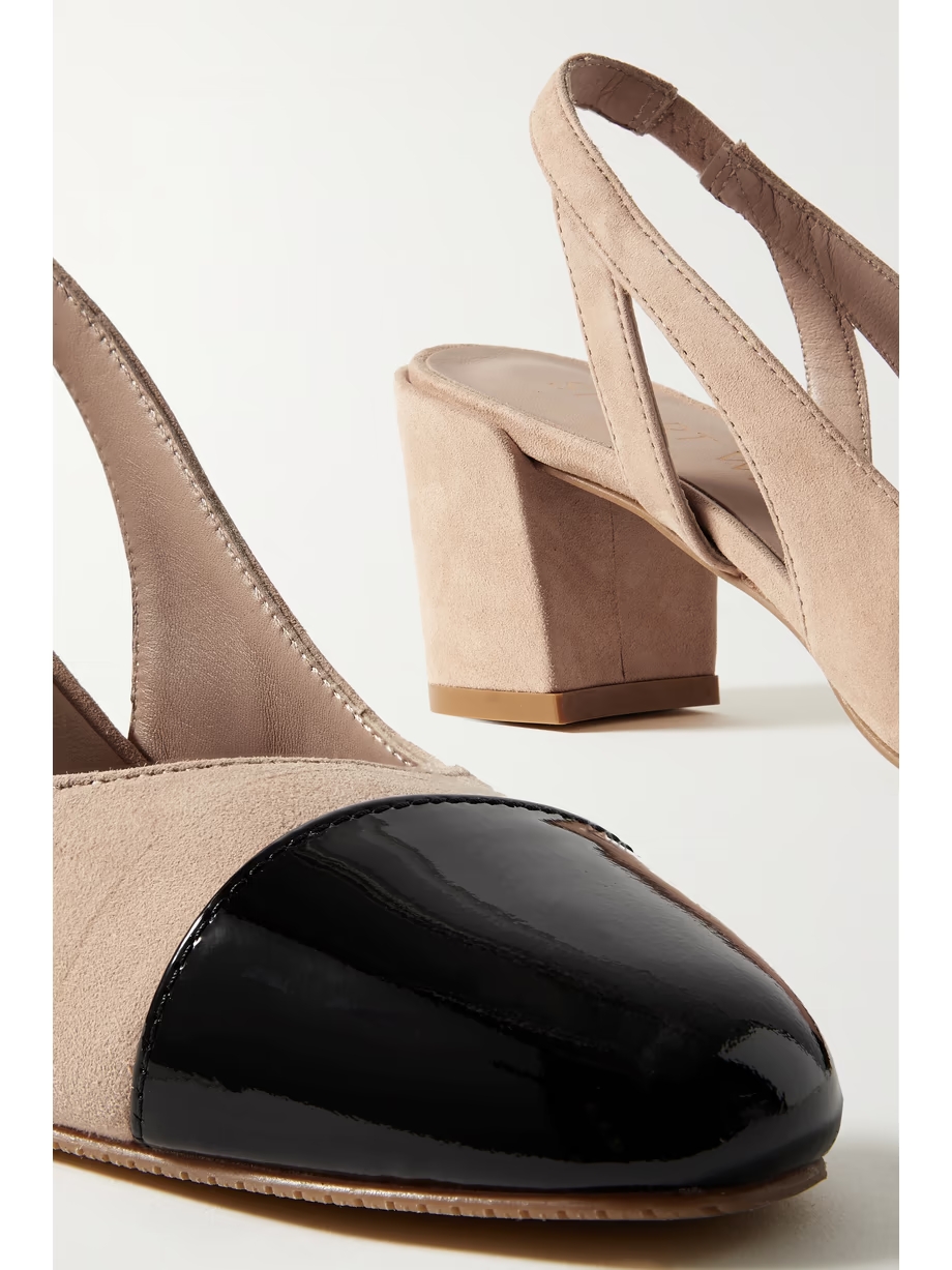 Suede and patent-leather slingback pumps Suede and patent-leather slingback pumps