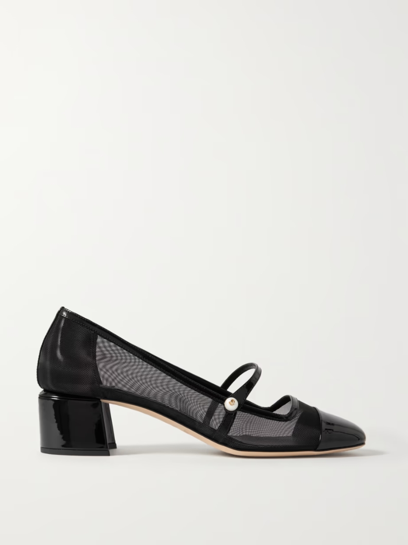 Elisa 45 mesh and patent-leather Mary Jane pumps Elisa 45 mesh and patent-leather Mary Jane pumps