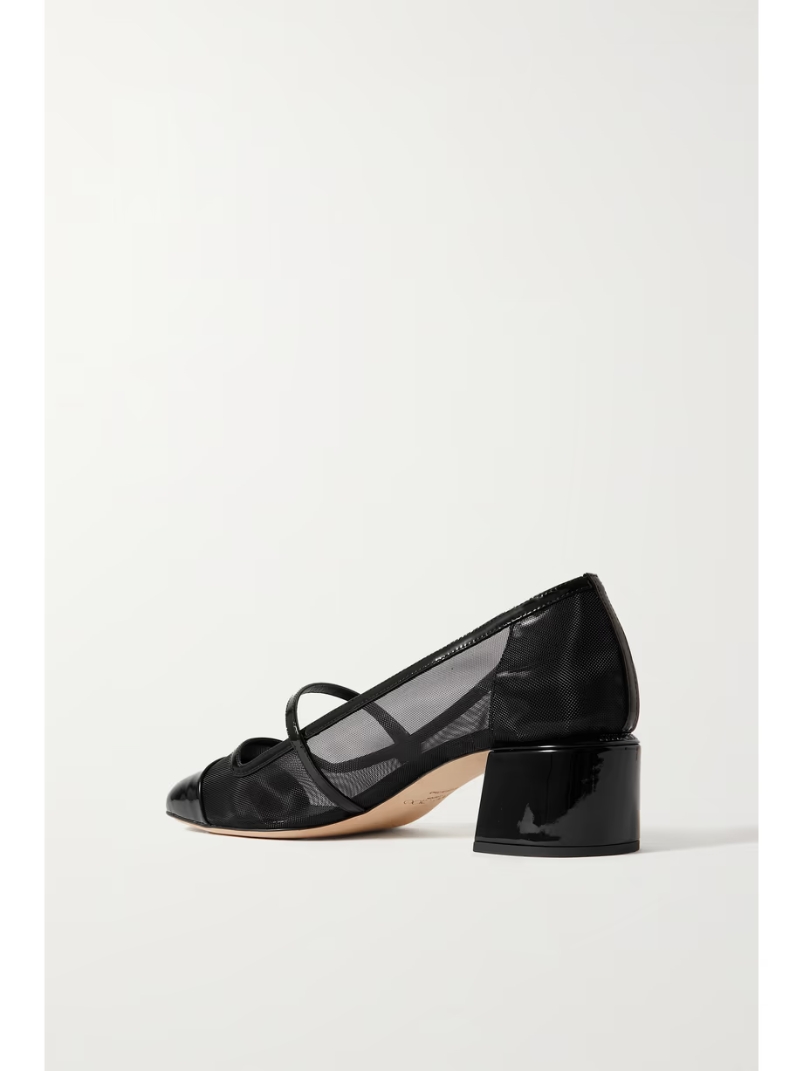 Elisa 45 mesh and patent-leather Mary Jane pumps Elisa 45 mesh and patent-leather Mary Jane pumps
