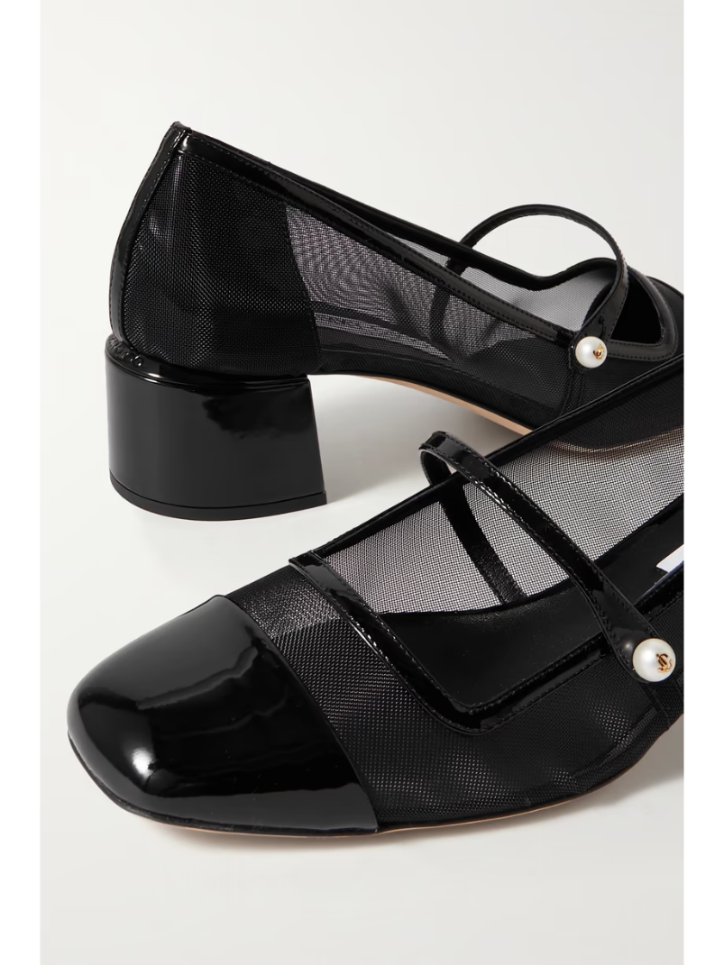 Elisa 45 mesh and patent-leather Mary Jane pumps Elisa 45 mesh and patent-leather Mary Jane pumps
