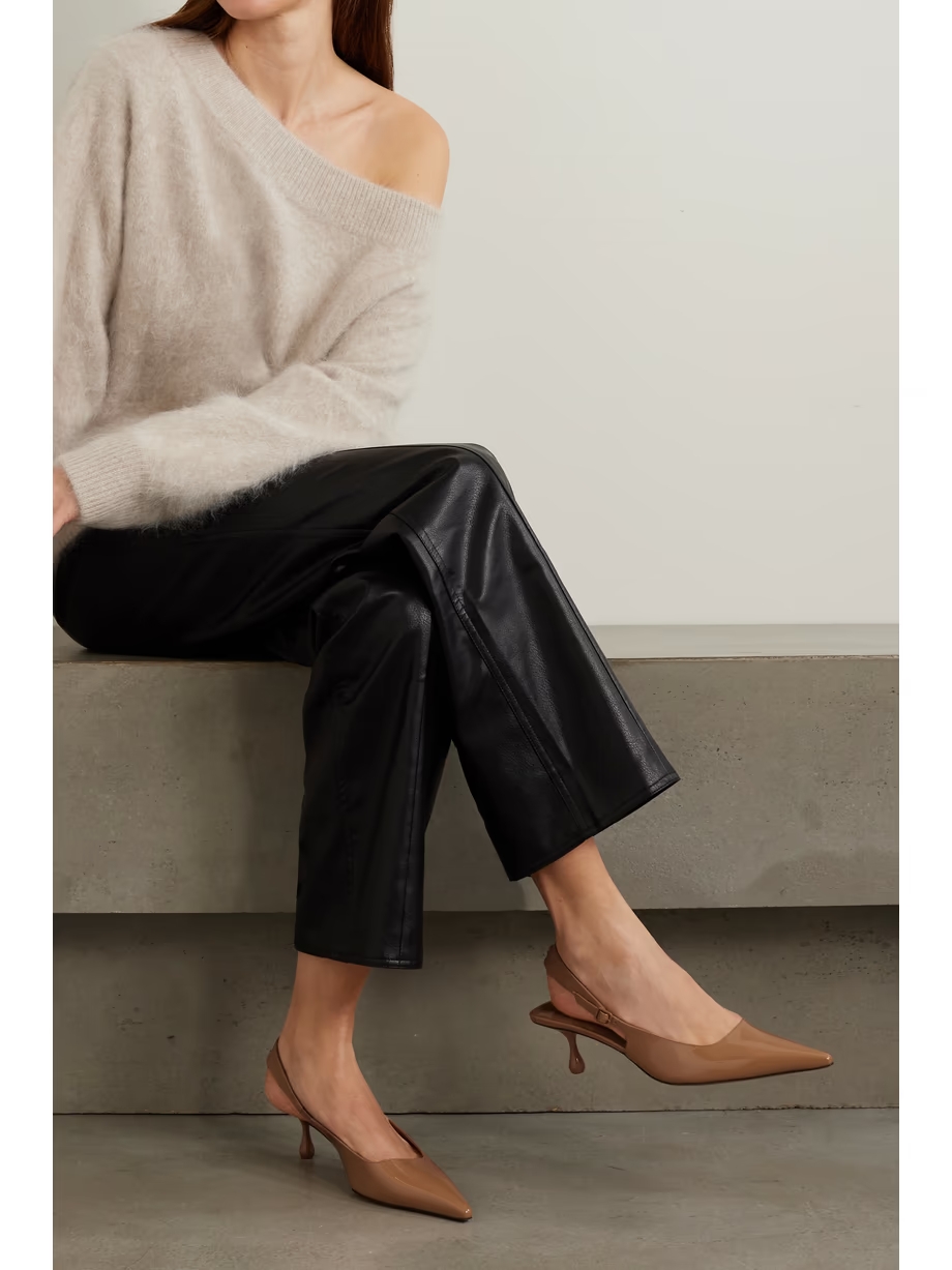 Amel 50 logo-embellished patent-leather slingback pumps Amel 50 logo-embellished patent-leather slingback pumps