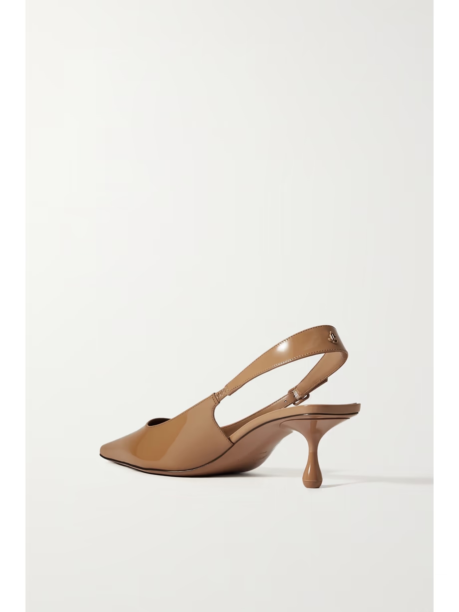Amel 50 logo-embellished patent-leather slingback pumps Amel 50 logo-embellished patent-leather slingback pumps