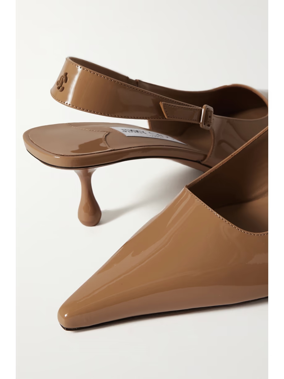 Amel 50 logo-embellished patent-leather slingback pumps Amel 50 logo-embellished patent-leather slingback pumps