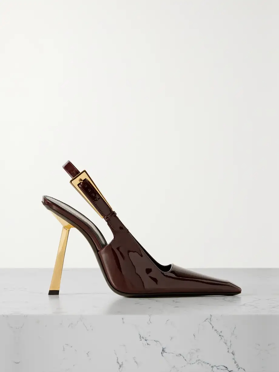Lee embellished patent-leather slingback pumps Lee embellished patent-leather slingback pumps
