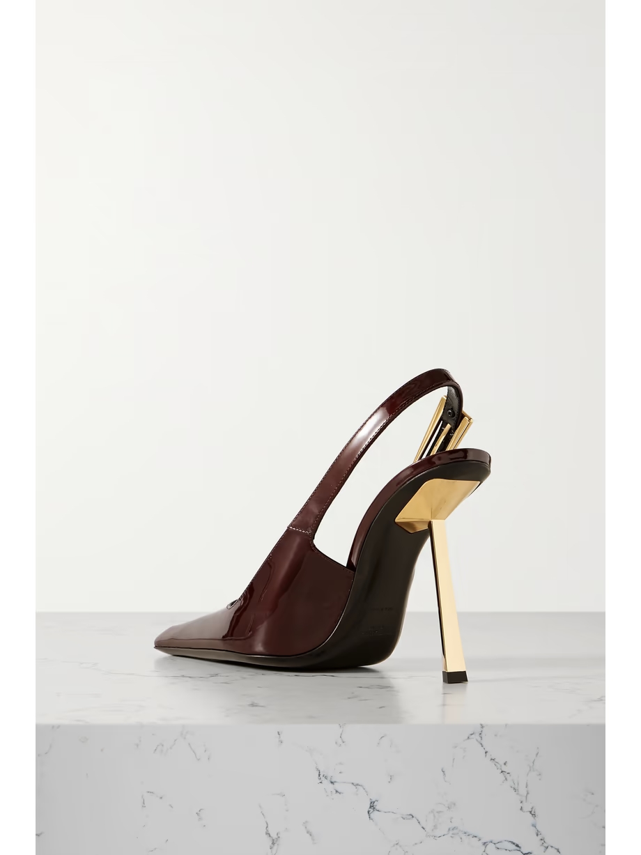 Lee embellished patent-leather slingback pumps Lee embellished patent-leather slingback pumps