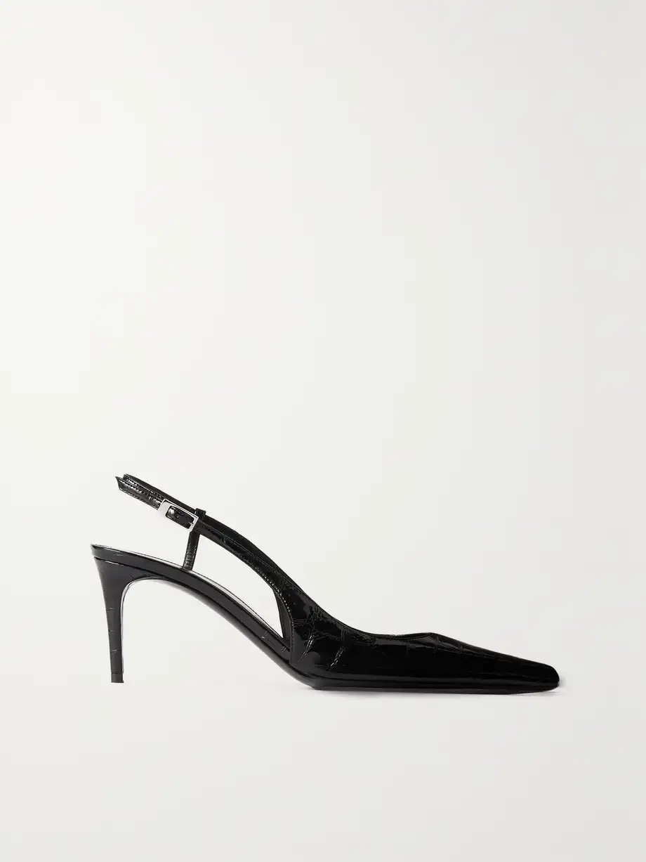 Vendome glossed croc-effect leather slingback pumps Vendome glossed croc-effect leather slingback pumps