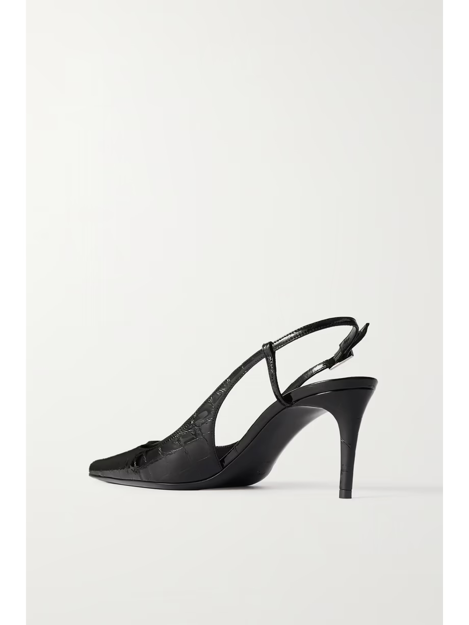 Vendome glossed croc-effect leather slingback pumps Vendome glossed croc-effect leather slingback pumps