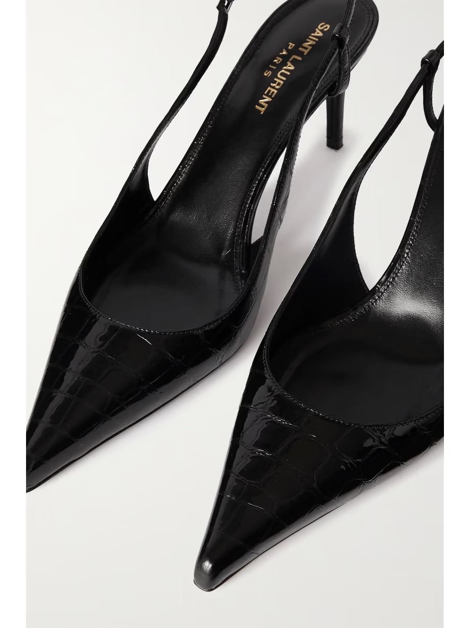 Vendome glossed croc-effect leather slingback pumps Vendome glossed croc-effect leather slingback pumps