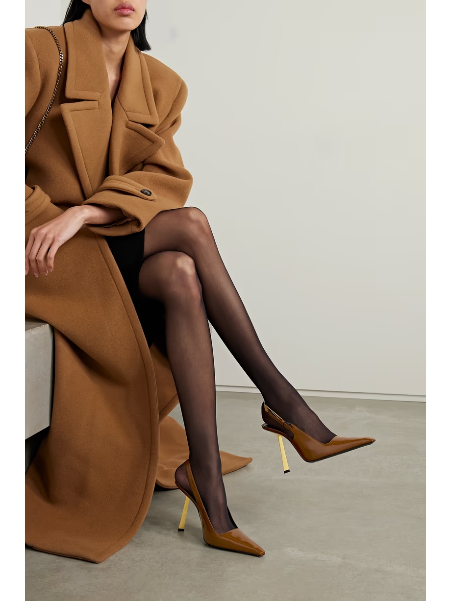 Lee embellished patent-leather slingback pumps Lee embellished patent-leather slingback pumps