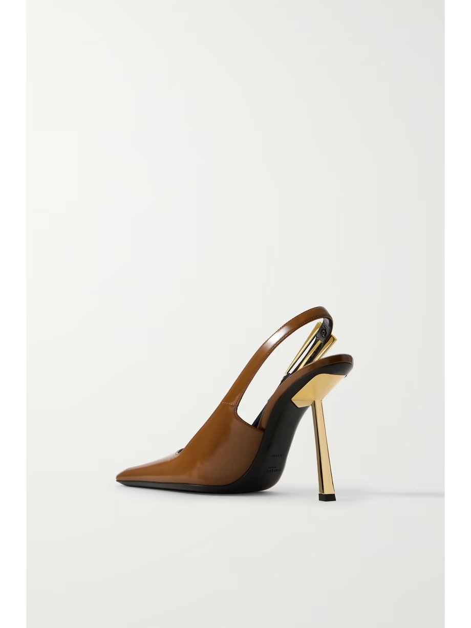 Lee embellished patent-leather slingback pumps Lee embellished patent-leather slingback pumps