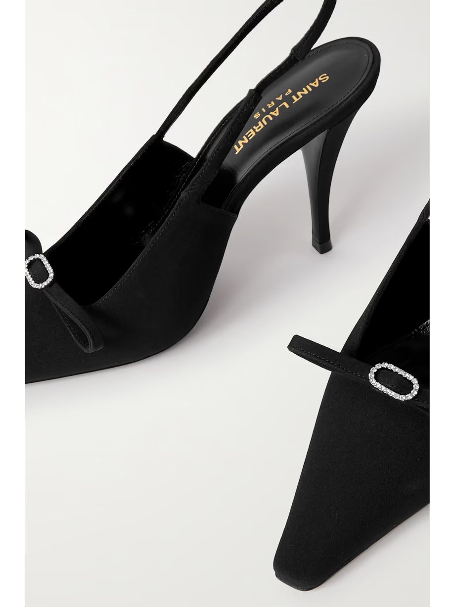 Crystal-embellished crepe slingback pumps Crystal-embellished crepe slingback pumps