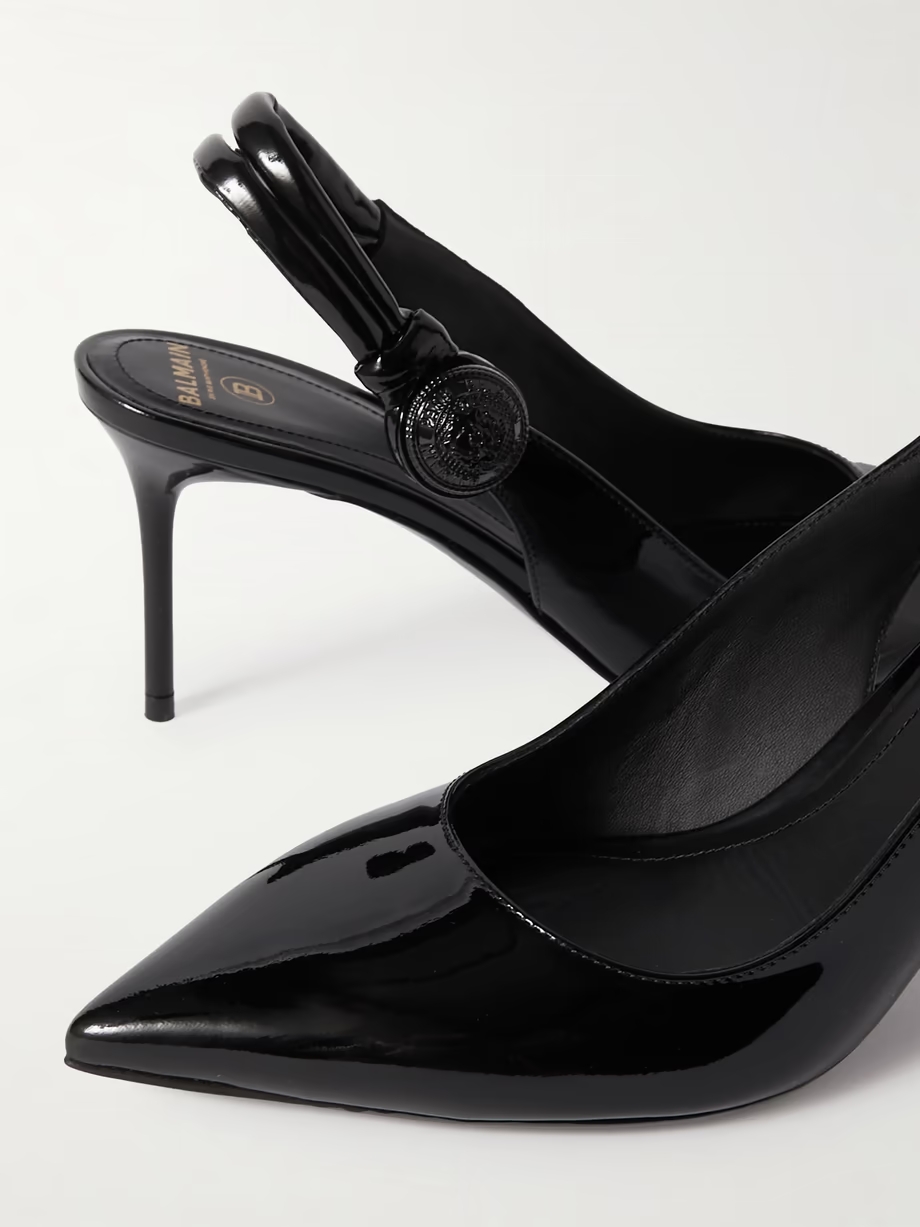 Alma embellished patent-leather slingback pumps Alma embellished patent-leather slingback pumps