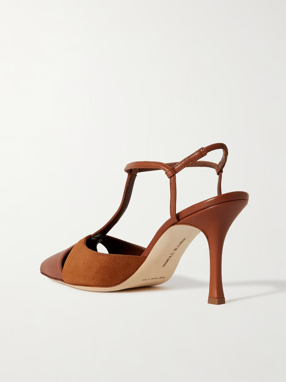 Turgimodhi 90 cutout leather and suede slingback pumps Turgimodhi 90 cutout leather and suede slingback pumps