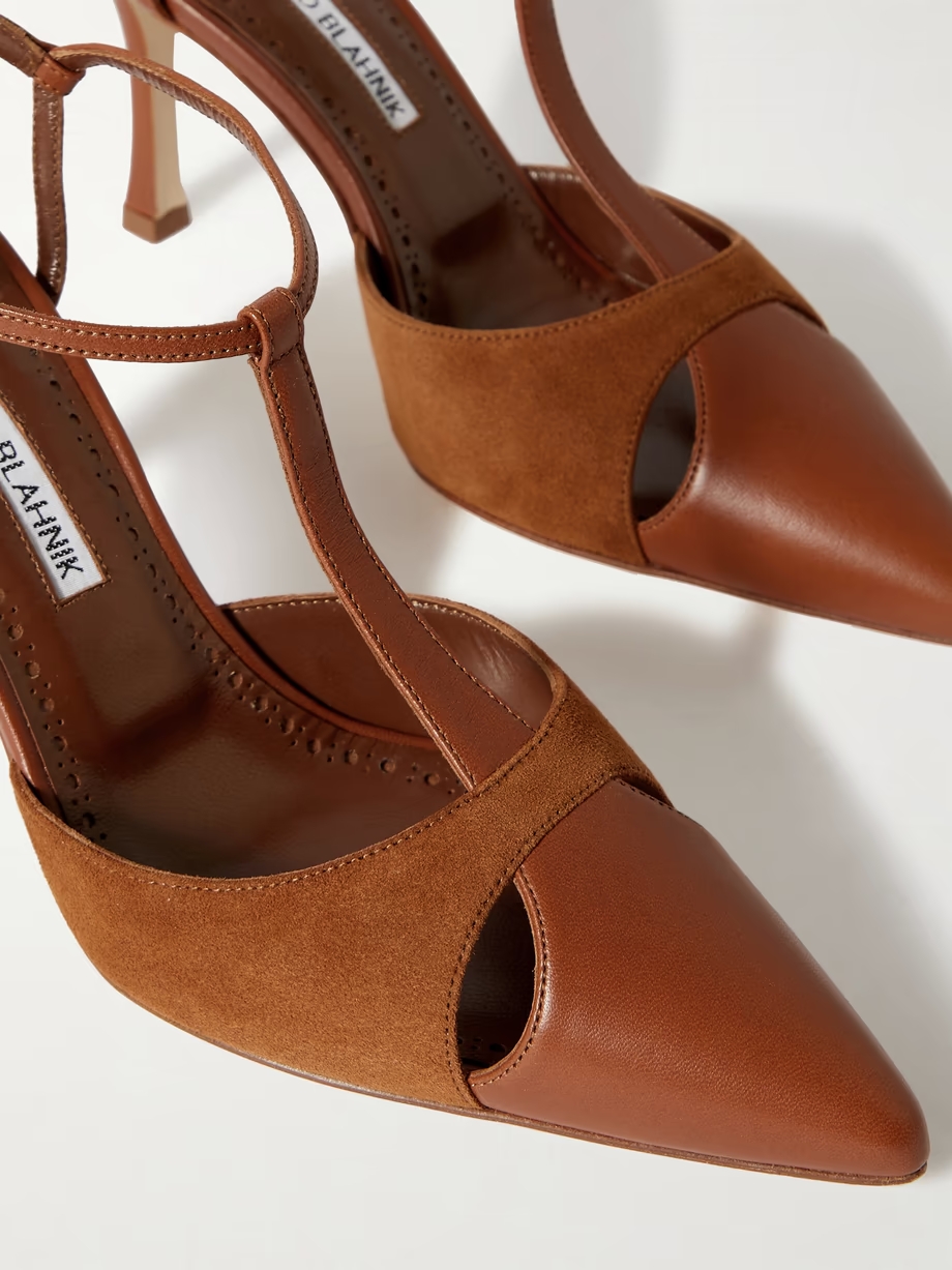 Turgimodhi 90 cutout leather and suede slingback pumps Turgimodhi 90 cutout leather and suede slingback pumps