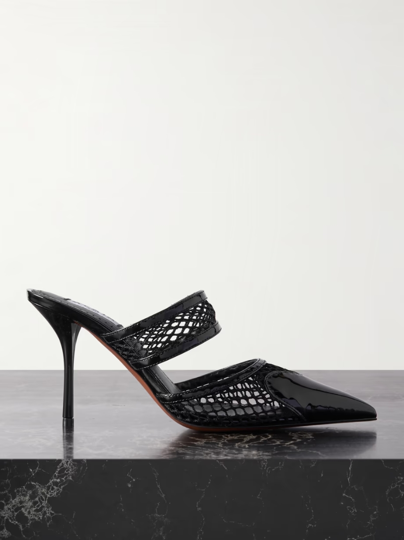 La Coeur 90 mesh and patent-leather mules La Coeur 90 mesh and patent-leather mules