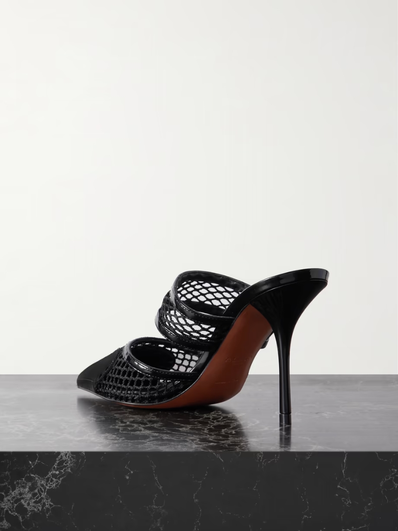 La Coeur 90 mesh and patent-leather mules La Coeur 90 mesh and patent-leather mules