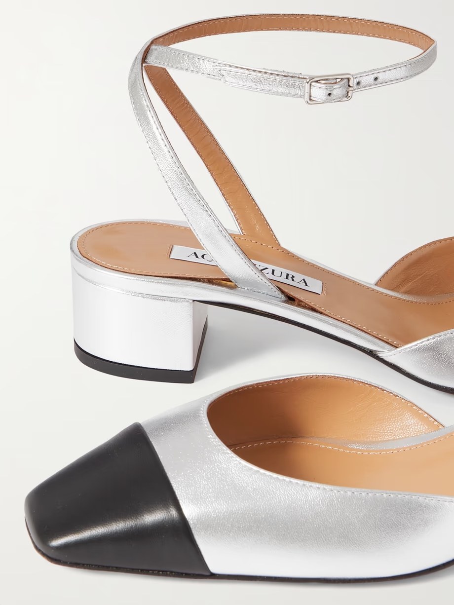 French Flirt 35 two-tone metallic leather Mary Jane pumps French Flirt 35 two-tone metallic leather Mary Jane pumps