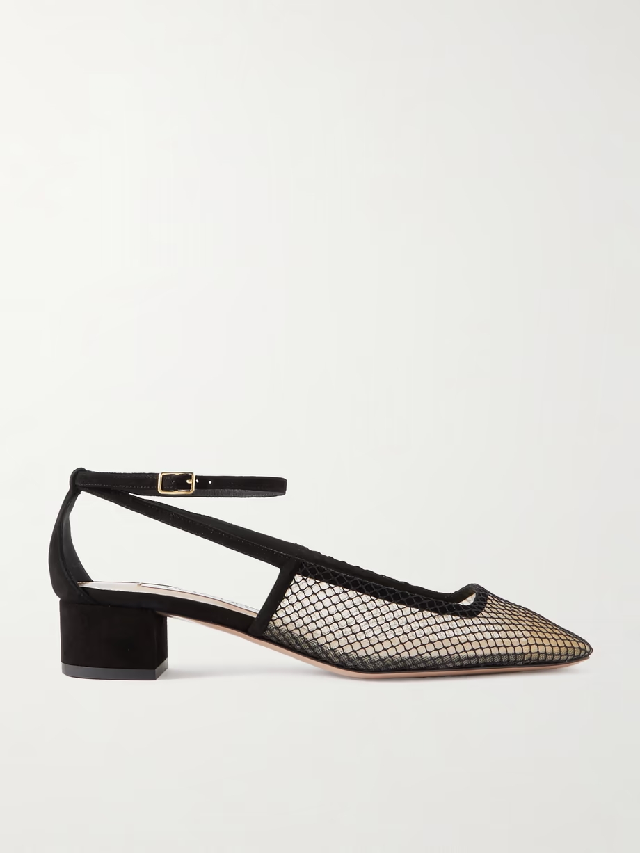 Forbidden Love 35 suede-trimmed mesh pumps Forbidden Love 35 suede-trimmed mesh pumps