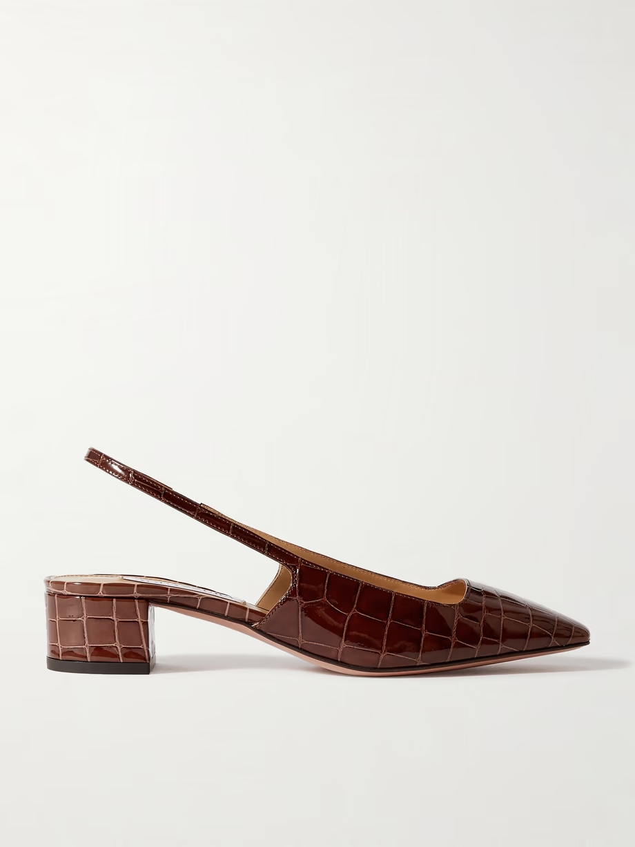 Ginza 35 croc-effect leather slingback pumps Ginza 35 croc-effect leather slingback pumps