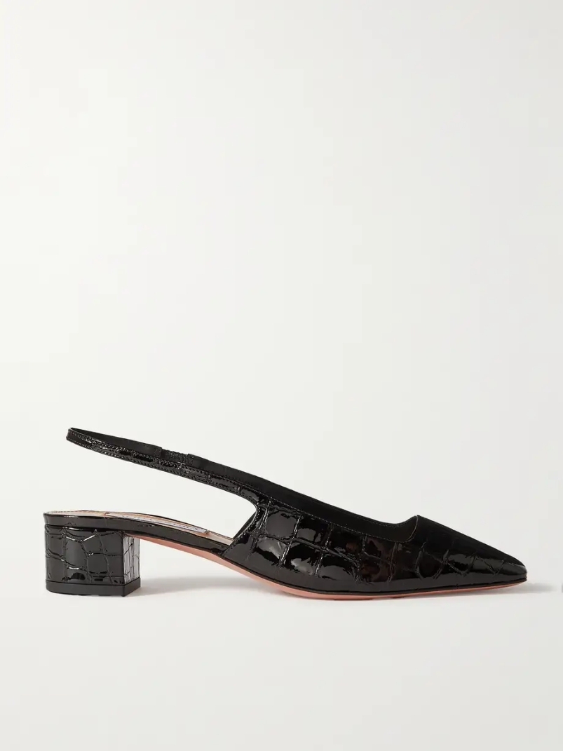 Ginza 35 croc-effect patent-leather slingback pumps Ginza 35 croc-effect patent-leather slingback pumps