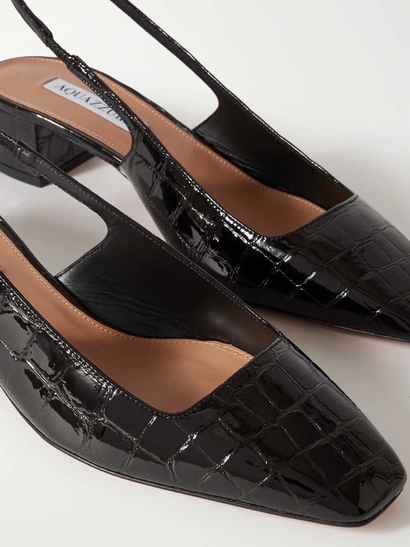 Ginza 35 croc-effect patent-leather slingback pumps Ginza 35 croc-effect patent-leather slingback pumps