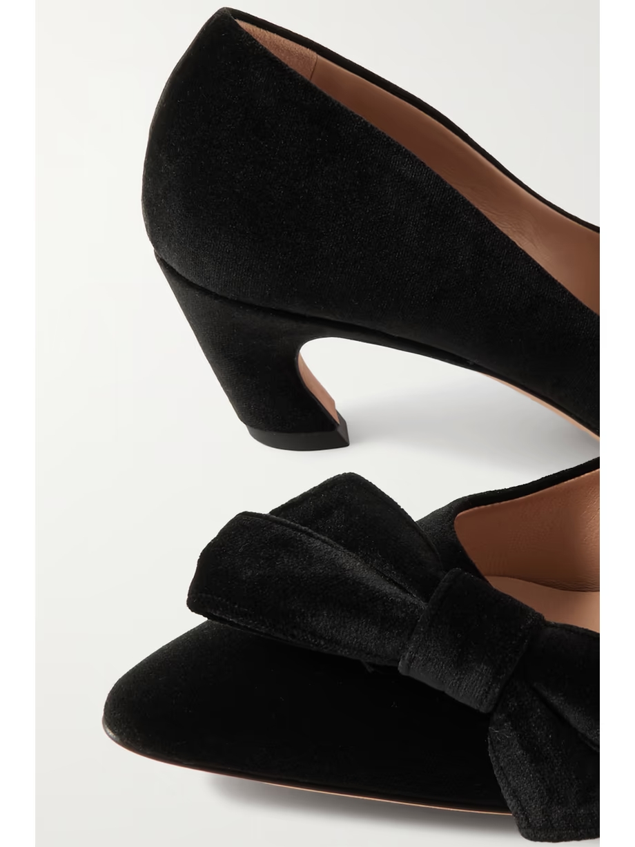 Oli bow-detailed velvet pumps Oli bow-detailed velvet pumps