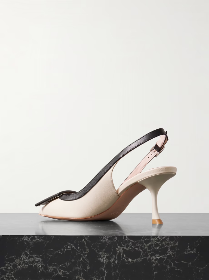 Viv In The City two-tone leather point-toe slingback pumps Viv In The City two-tone leather point-toe slingback pumps