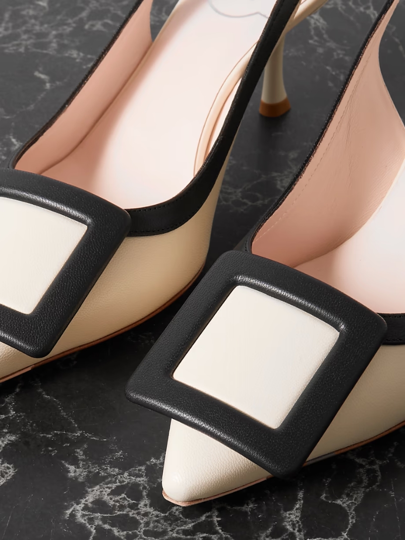 Viv In The City two-tone leather point-toe slingback pumps Viv In The City two-tone leather point-toe slingback pumps