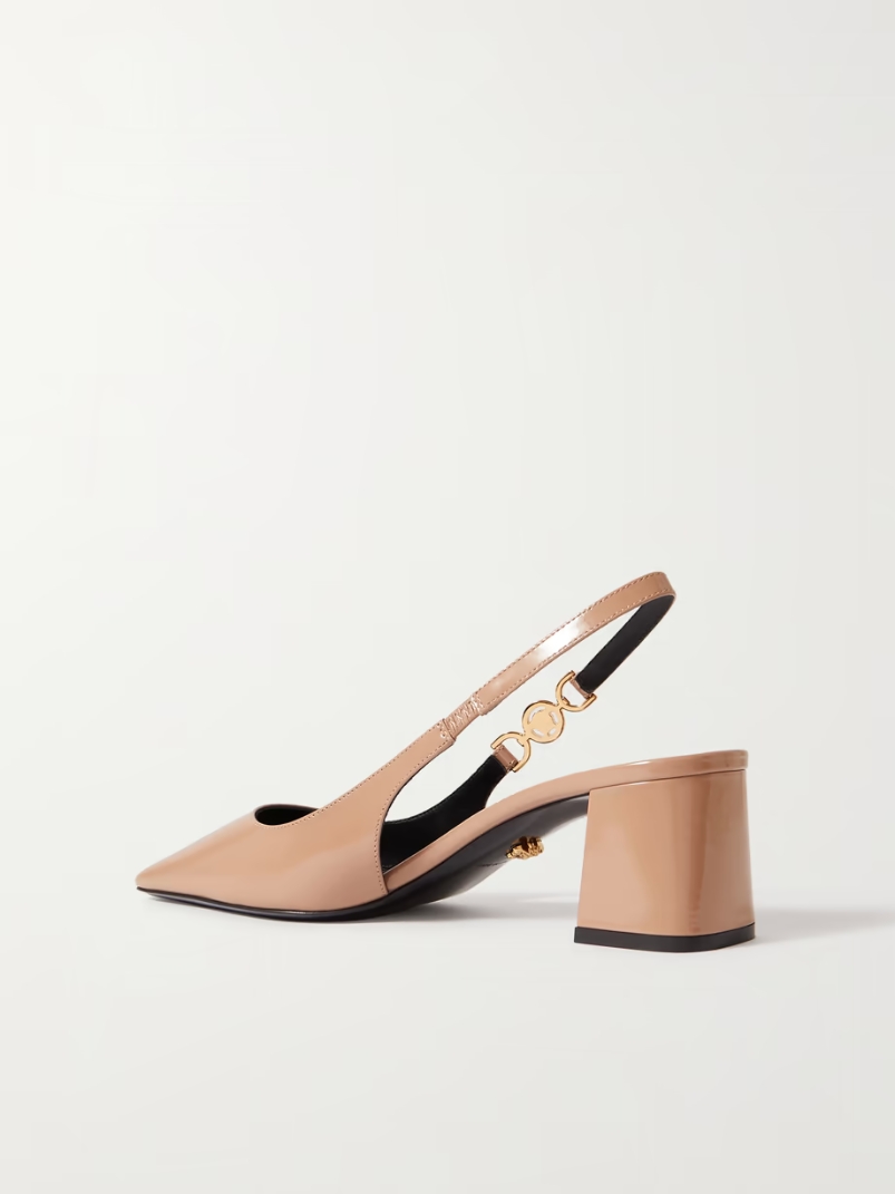Embellished patent-leather slingback pumps Embellished patent-leather slingback pumps