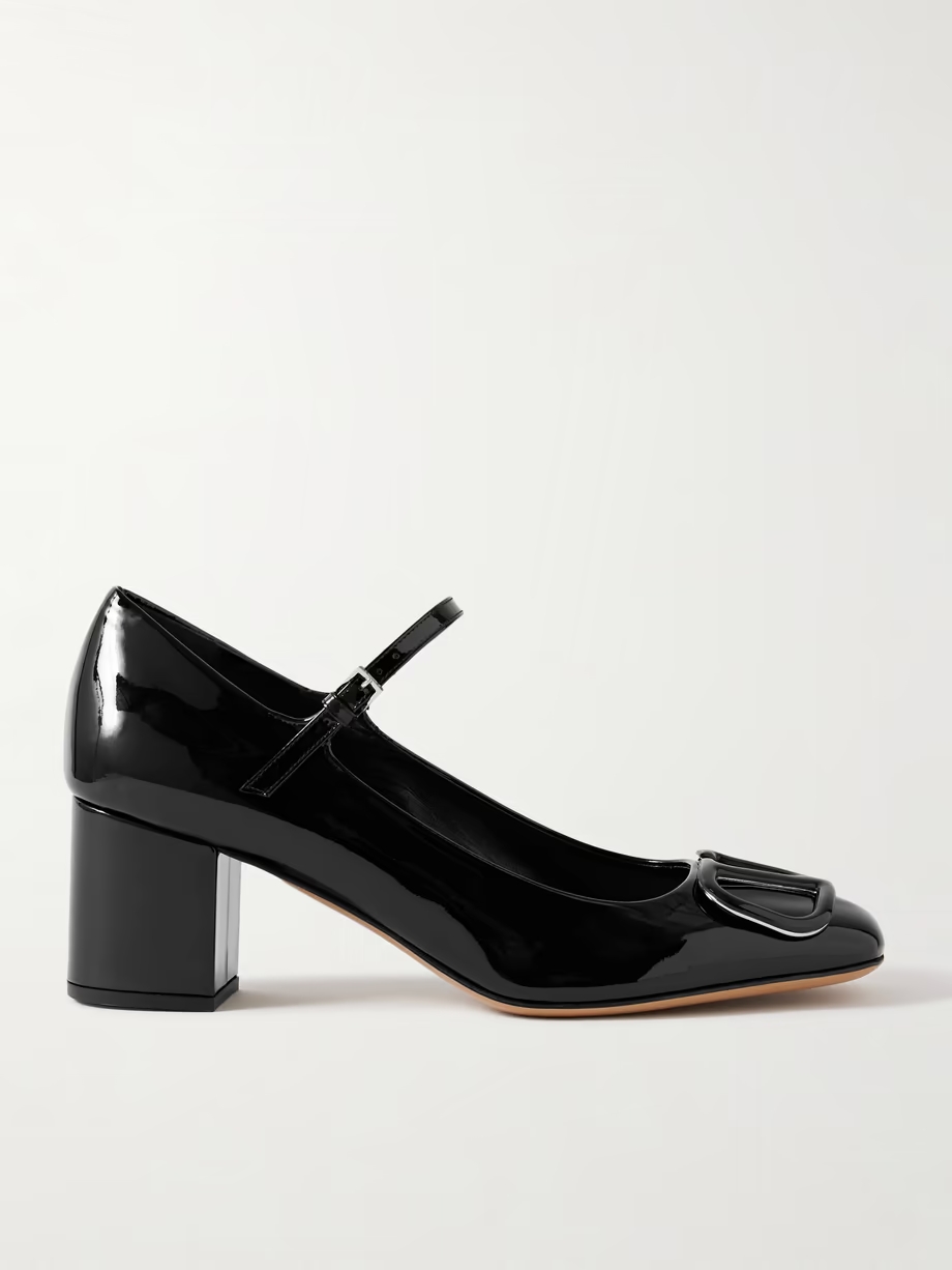 VLOGO embellished patent-leather Mary Jane pumps VLOGO embellished patent-leather Mary Jane pumps