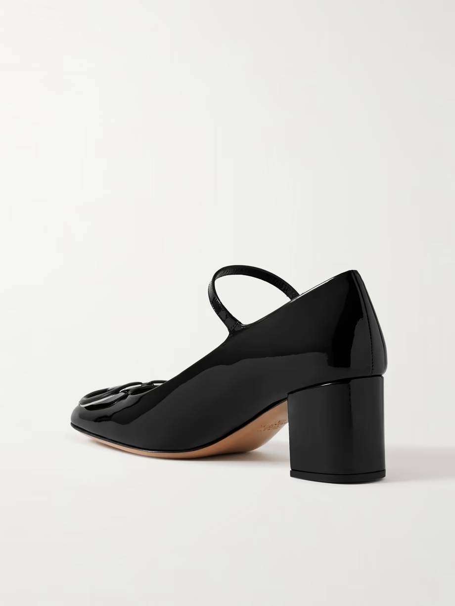 VLOGO embellished patent-leather Mary Jane pumps VLOGO embellished patent-leather Mary Jane pumps