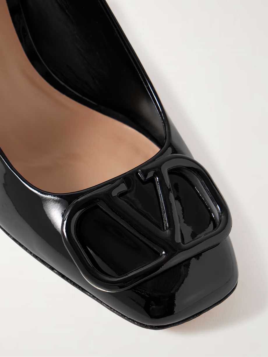 VLOGO embellished patent-leather Mary Jane pumps VLOGO embellished patent-leather Mary Jane pumps