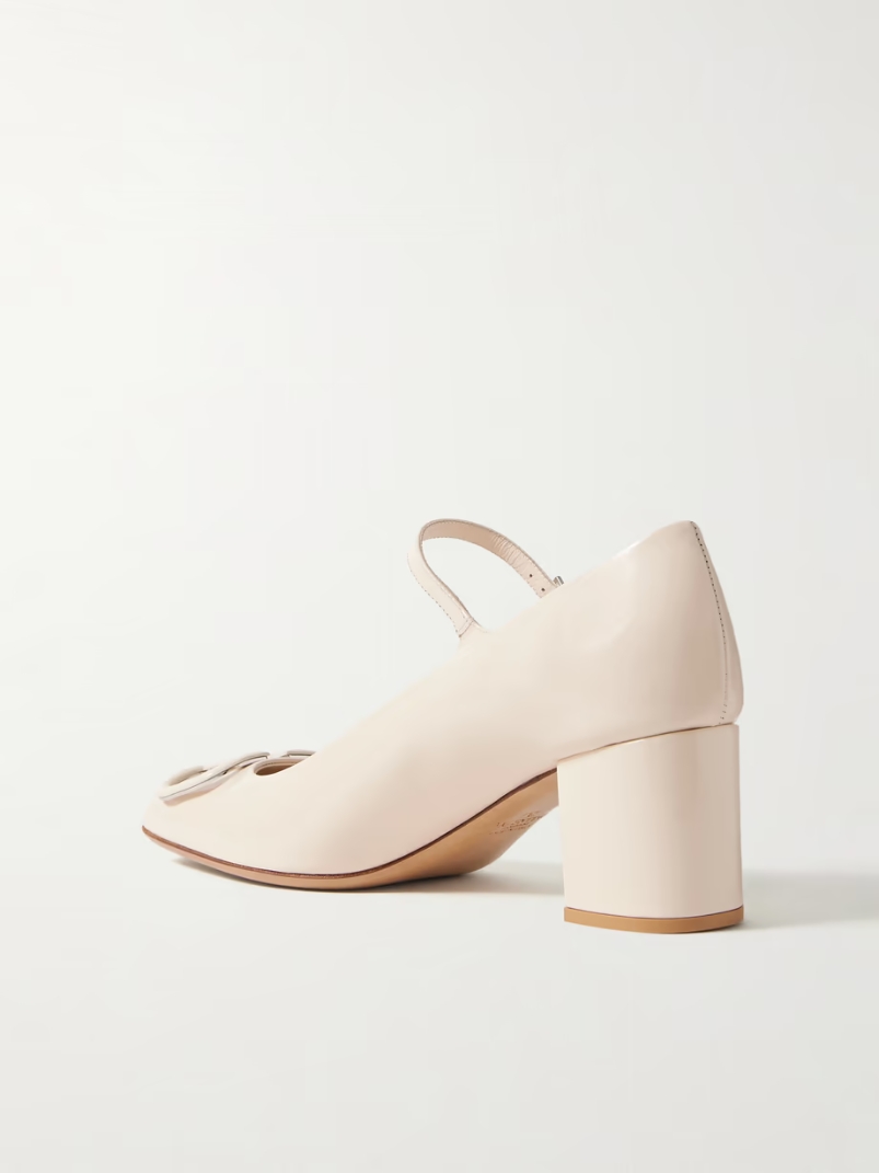 VLOGO embellished patent-leather Mary Jane pumps VLOGO embellished patent-leather Mary Jane pumps