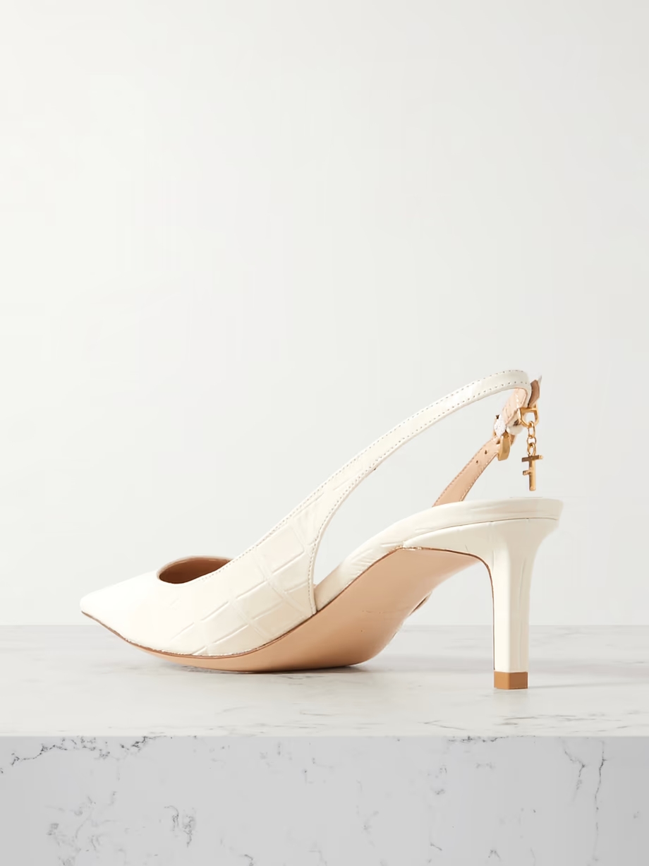 Angelina logo-embellished croc-effect leather slingback pumps Angelina logo-embellished croc-effect leather slingback pumps