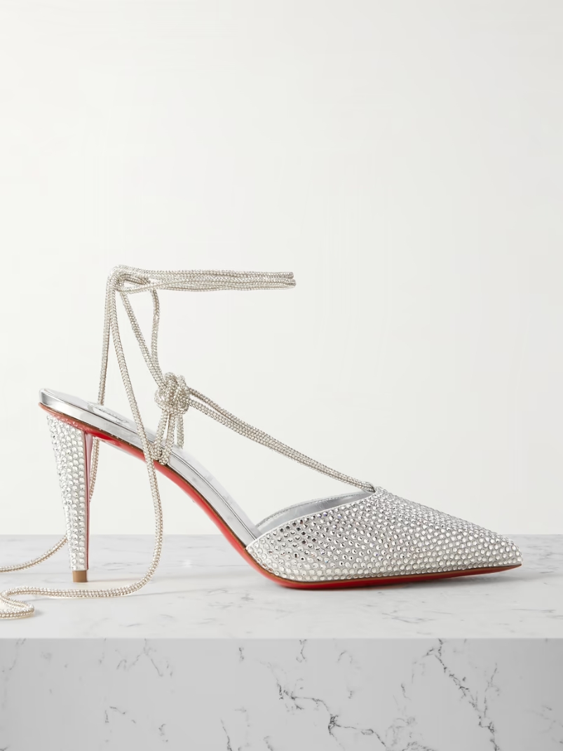 Astrid crystal-embellished metallic leather pumps Astrid crystal-embellished metallic leather pumps