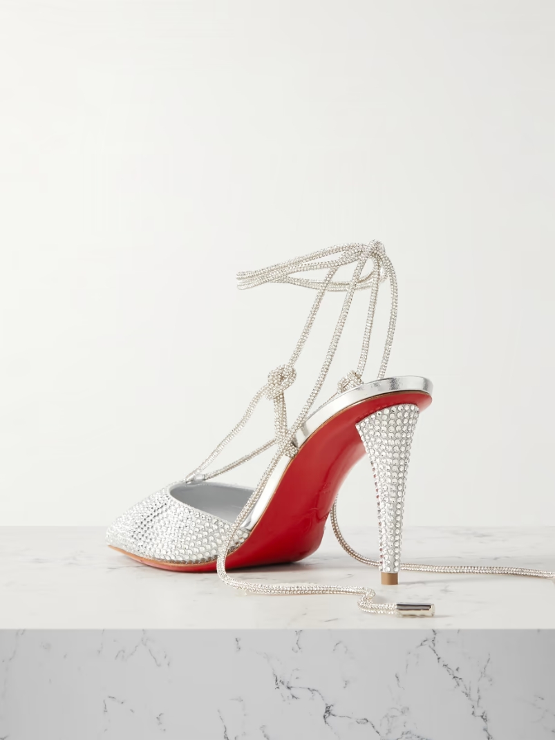 Astrid crystal-embellished metallic leather pumps Astrid crystal-embellished metallic leather pumps